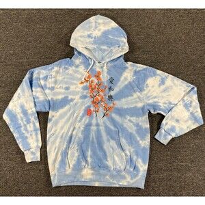Artist Union Sweater Mens Medium Blue Hoodie Tie Dye Pullover Japan Blossom XL